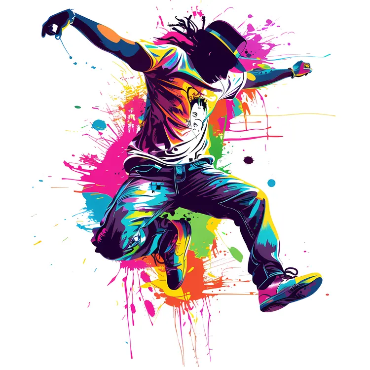 Energetic Dancing Man with Colorful Background