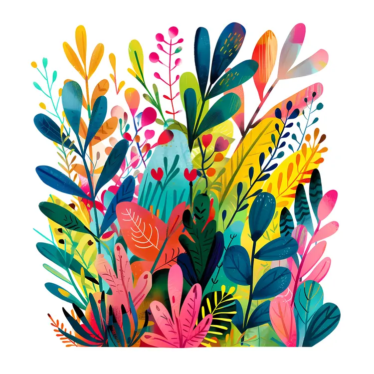 Colorful Bushes with Leaves
