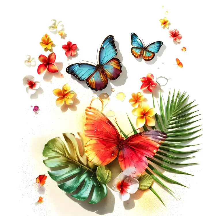 Colorful Butterflies and Flowers