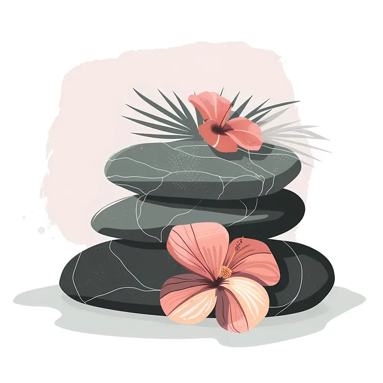 Zen Stacked Stones with Floral Accents