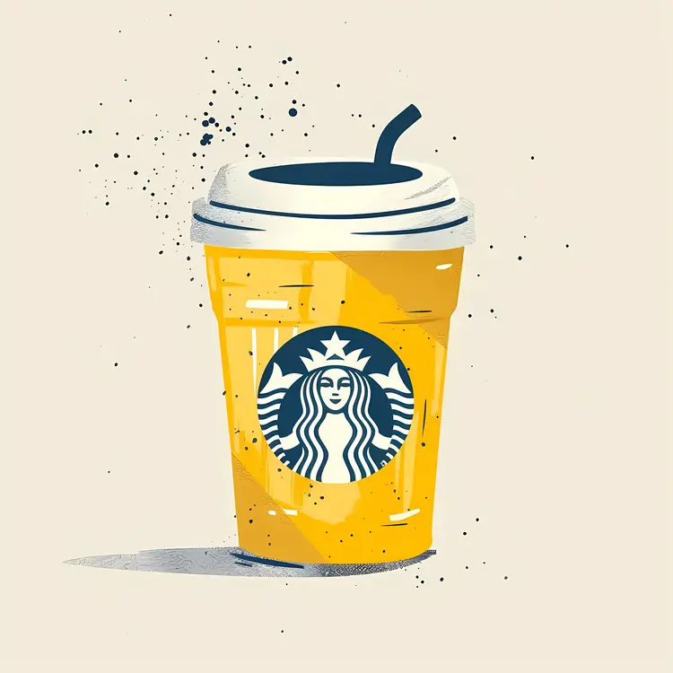 Yellow Starbucks Coffee Cup with Straw