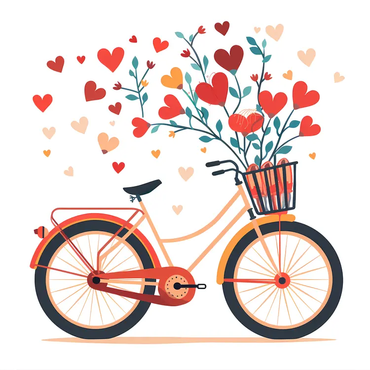 Bicycle with Hearts and Flowers for Valentine's Day