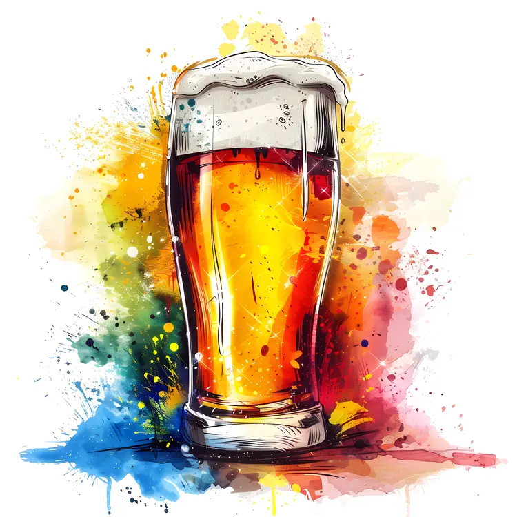 Colorful Beer Glass Illustration