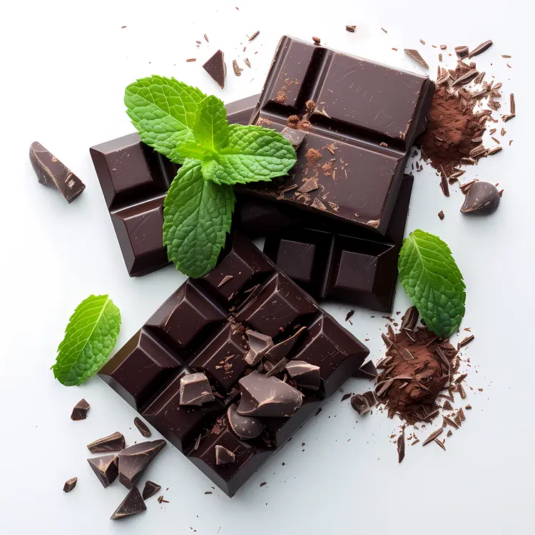 Mint Chocolate with Fresh Mint Leaves