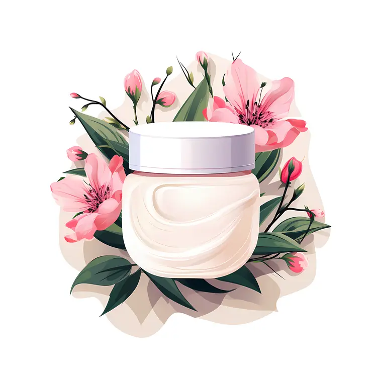 Cream Jar with Pink Blossoms