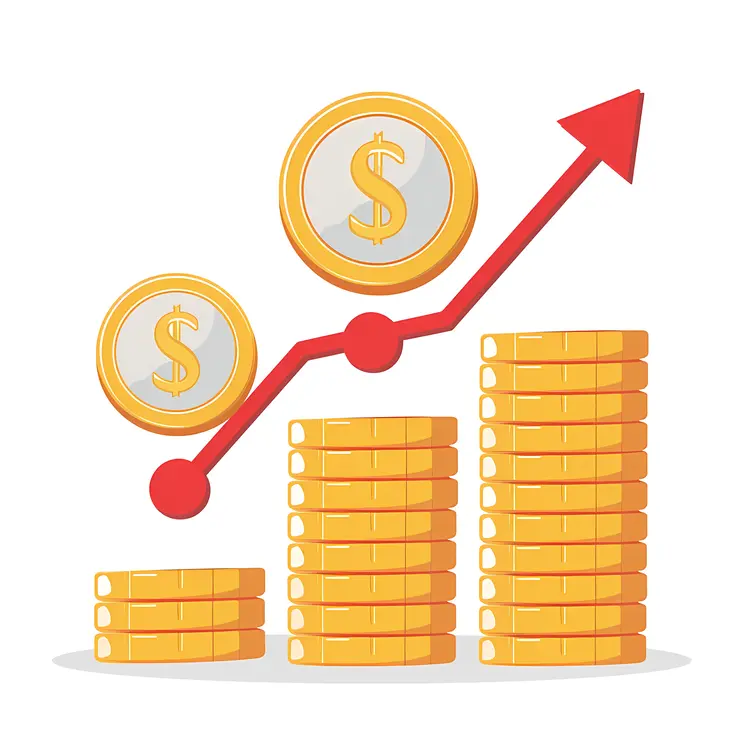 Stacked Coins with Upward Arrow