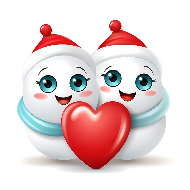 Two Snowmen Holding a Heart