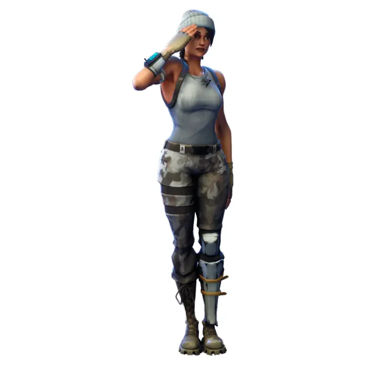 Female Character in Military Outfit Saluting