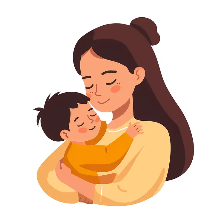 Mother Hugging Child Illustration