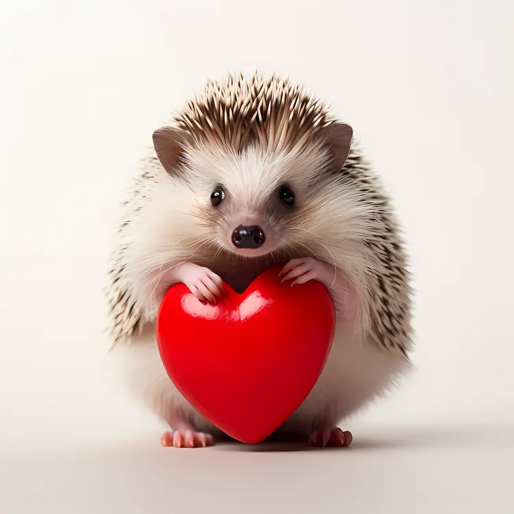 Charming Hedgehog Holding a Heart
