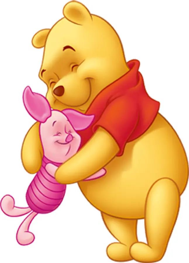 Yellow Bear Hugging Pink Piglet