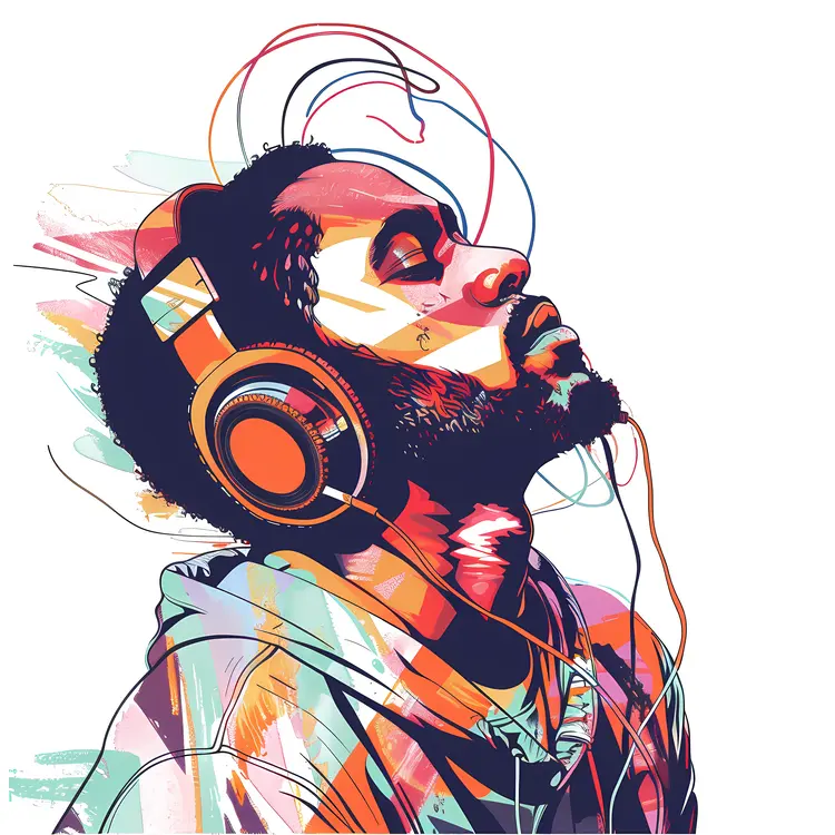 Man Enjoying Music with Headphones