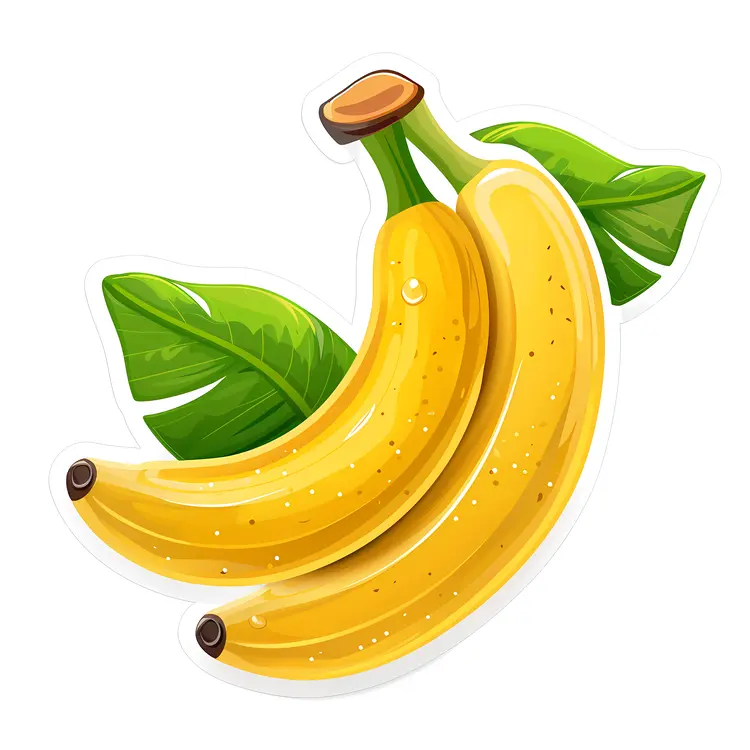 Yellow Bananas with Green Leaves