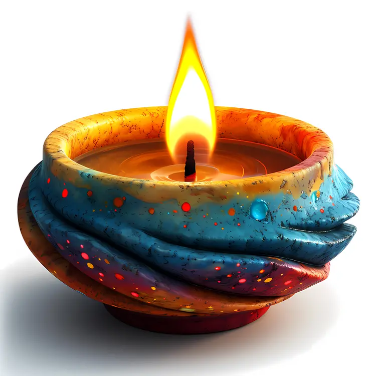 Single Colorful Candle with Flame