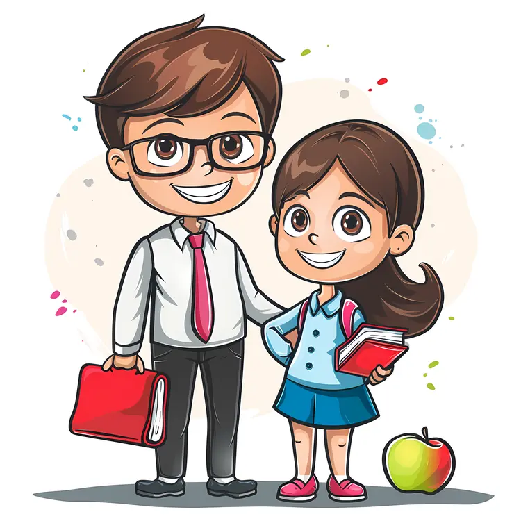 Cartoon Teacher and Student