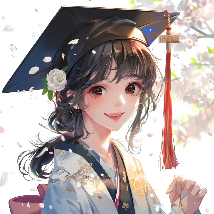 Graduation Cap on Student with Flowers