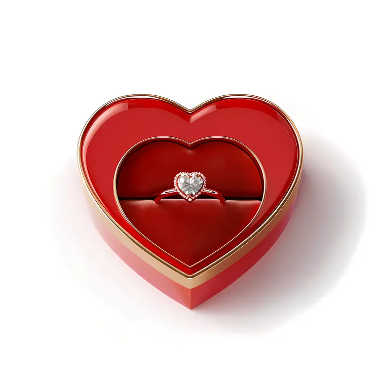 Red Heart-Shaped Box with a Ring