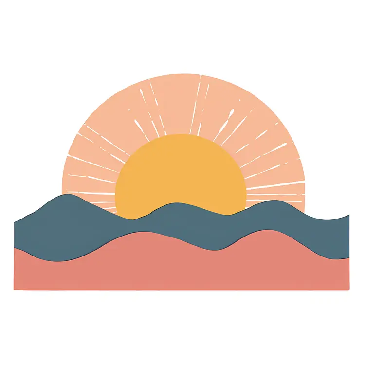 Sun Over Waves Illustration