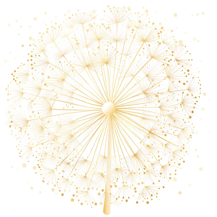Golden Dandelion Illustration with Seeds