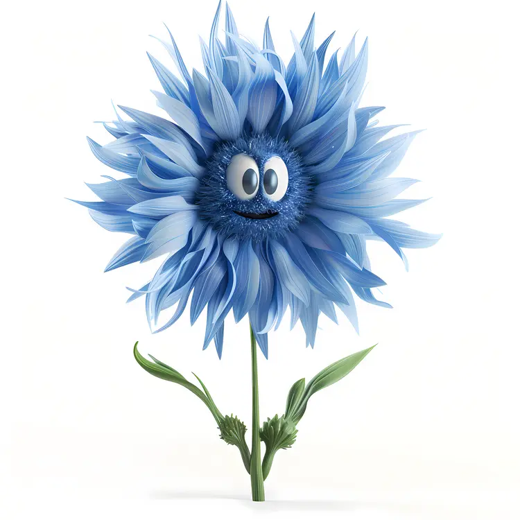 Cute Blue Flower with Eyes
