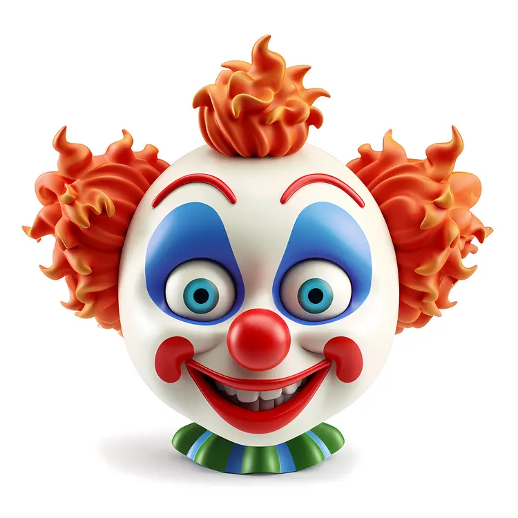 Creepy Clown with Red Hair and Blue Makeup