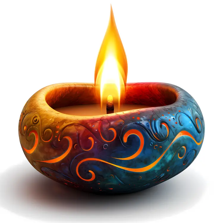 Colorful Decorative Candle with Flame