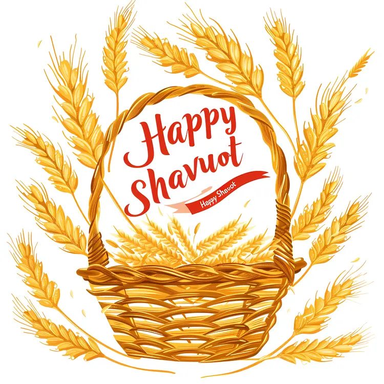 Happy Shavuot Basket with Wheat