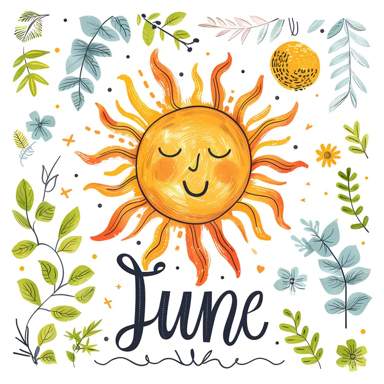 Floral Cartoon Sun for June