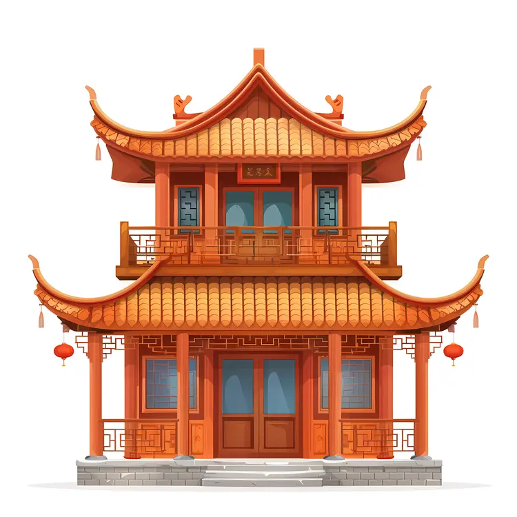 Chinese Pagoda with Red Roof