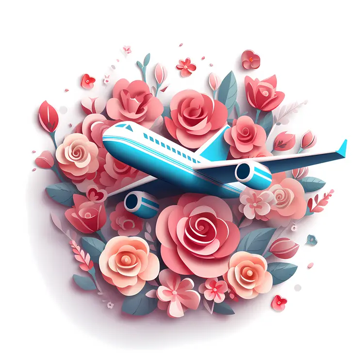 Airplane with Floral Background