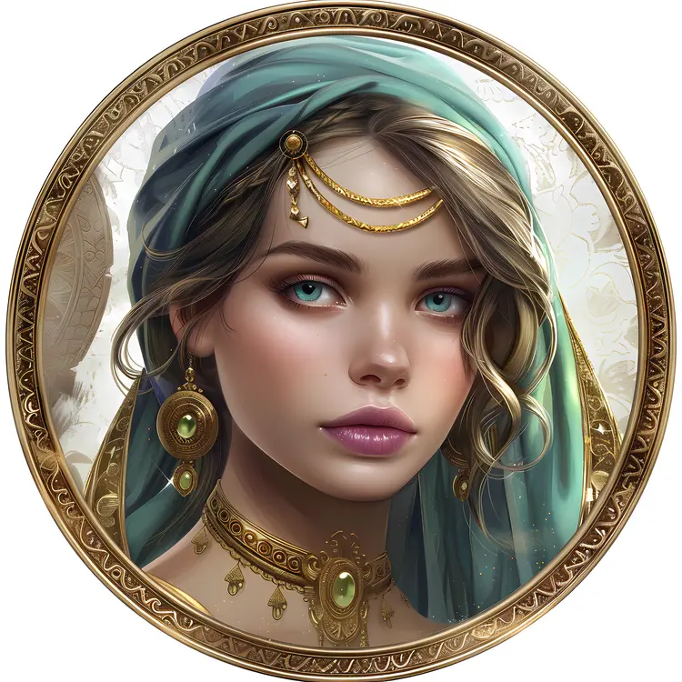 Elegant Woman with Jewelry and Headscarf
