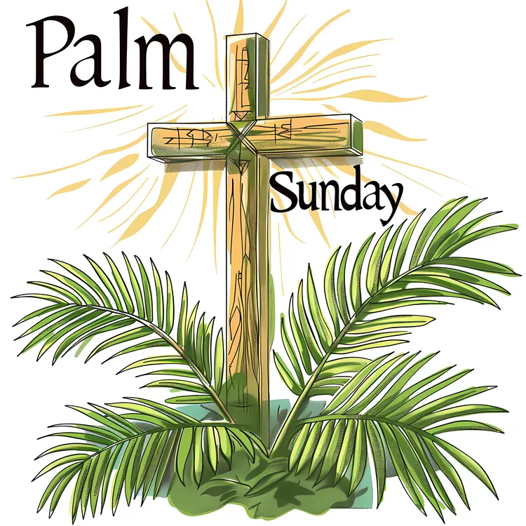 Palm Sunday Cross with Palm Leaves