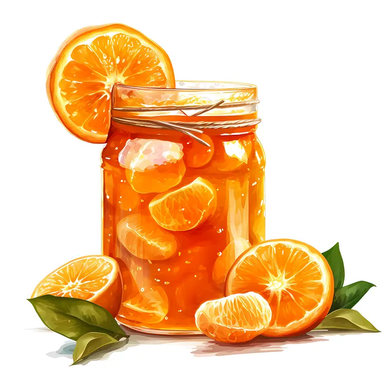 Jar of Orange Marmalade with Fresh Oranges