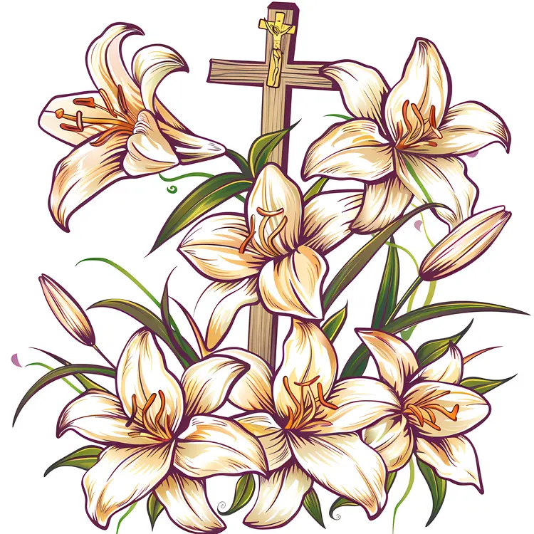 White Lilies with a Cross