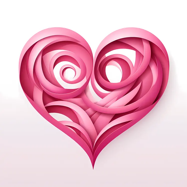 Pink Heart with Swirling Patterns