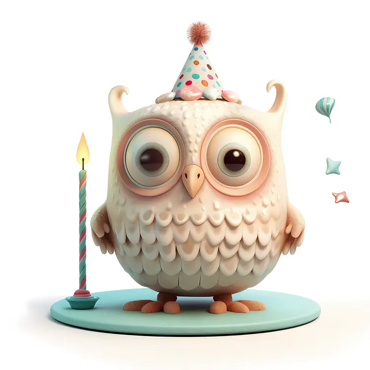 Adorable Birthday Owl with Candle