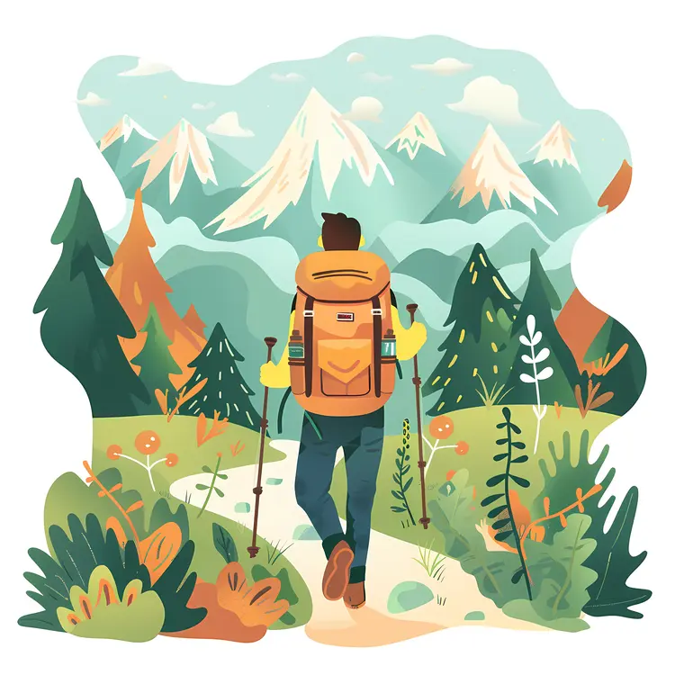 Hiker in Colorful Mountain Landscape