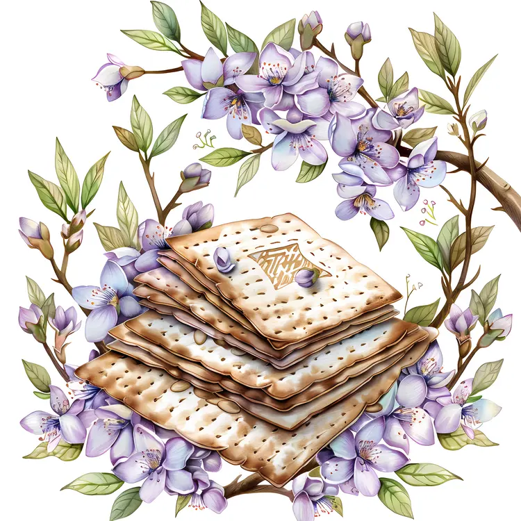 Matzah with Flowers for Passover