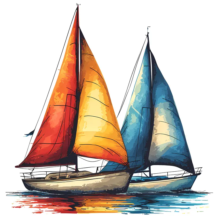 Two Colorful Sailboats