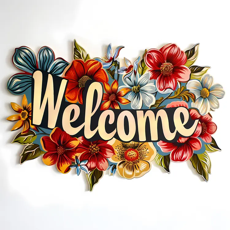 Colorful Floral Welcome Sign