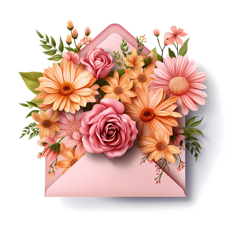 Daisies and Roses in Envelope
