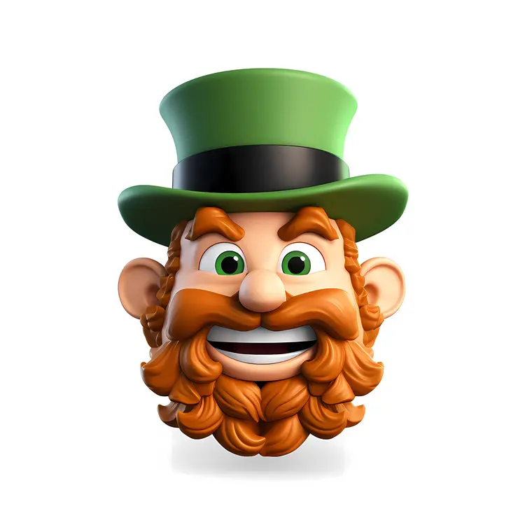 Green Hat Character with Beard and Smile
