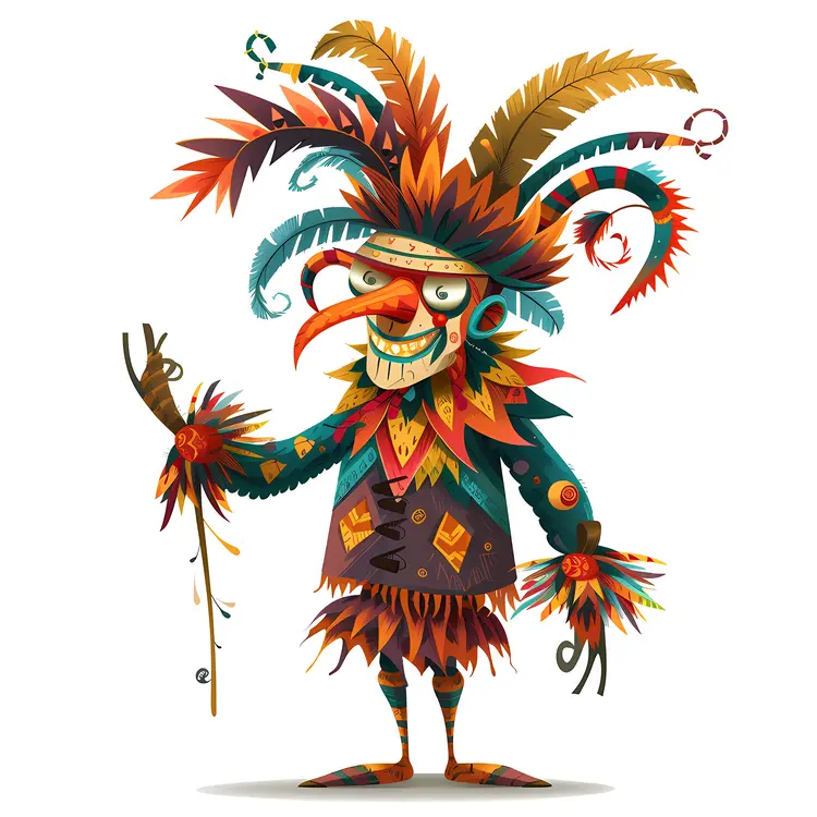 Colorful Jester with Decorative Costume
