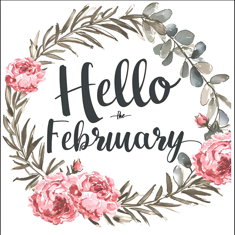 Hello February Pink Roses Wreath