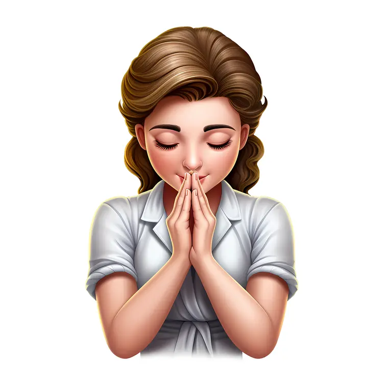 Praying Woman with Brown Hair