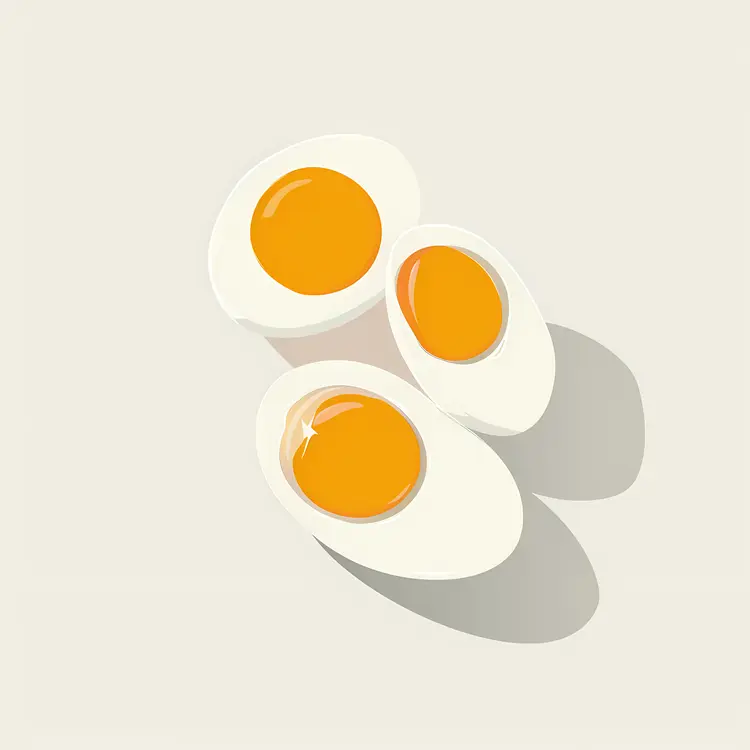 Three Halved Eggs with Yolk