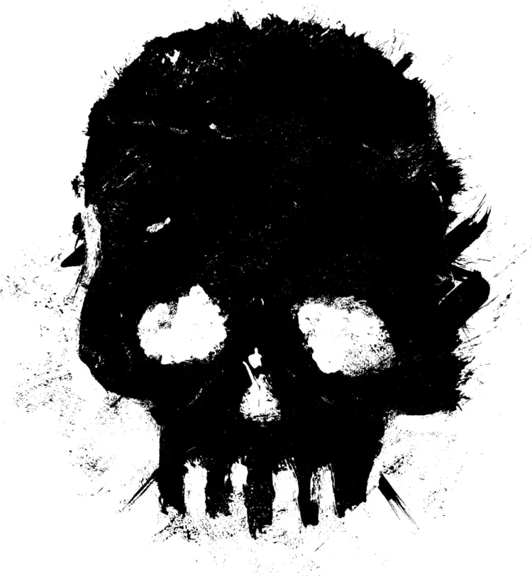 Grunge Black Skull Illustration
