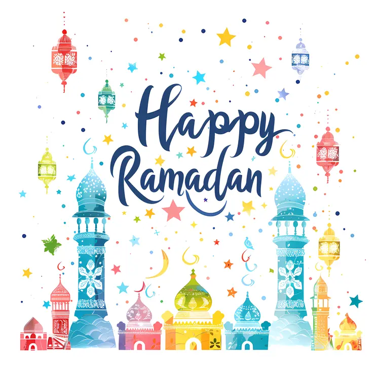 Colorful Mosques and Lanterns for Ramadan