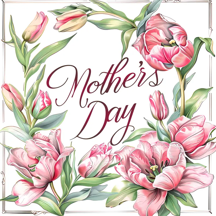 Mother's Day Card with Pink Flowers