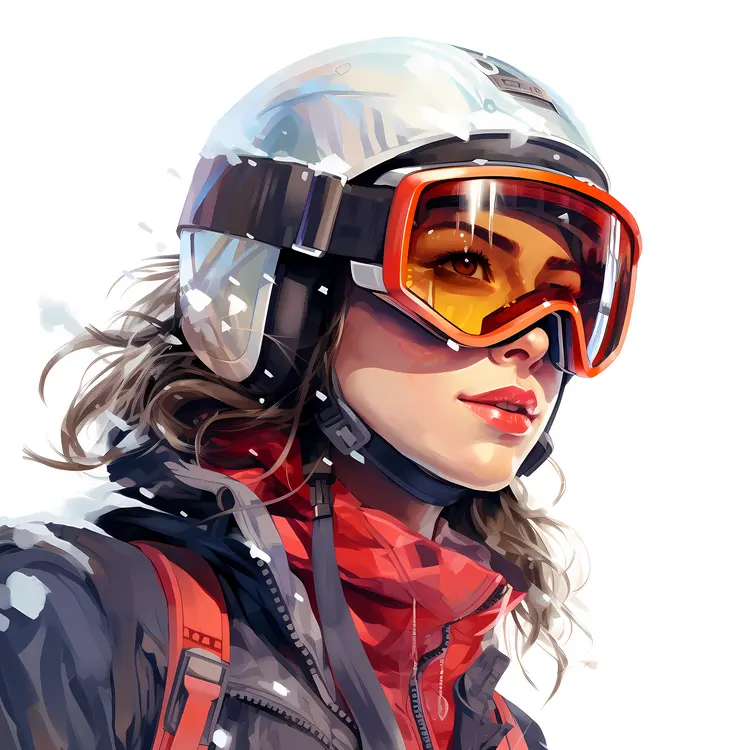 Woman with Ski Helmet and Goggles